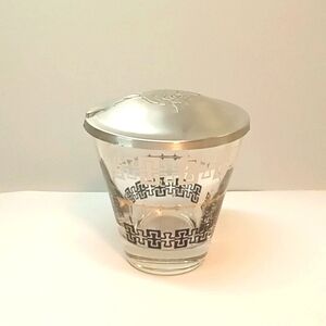 Vintage Libbey Mid-Century Modern black, white and gold condiment jar.